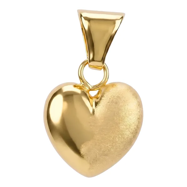 Dije de Corazón de Oro Amarillo 10k Liso y Arenado de 14 mm