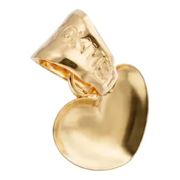 Dije de Corazón de Oro Amarillo 10k Liso y Arenado de 14 mm - Imagen 2