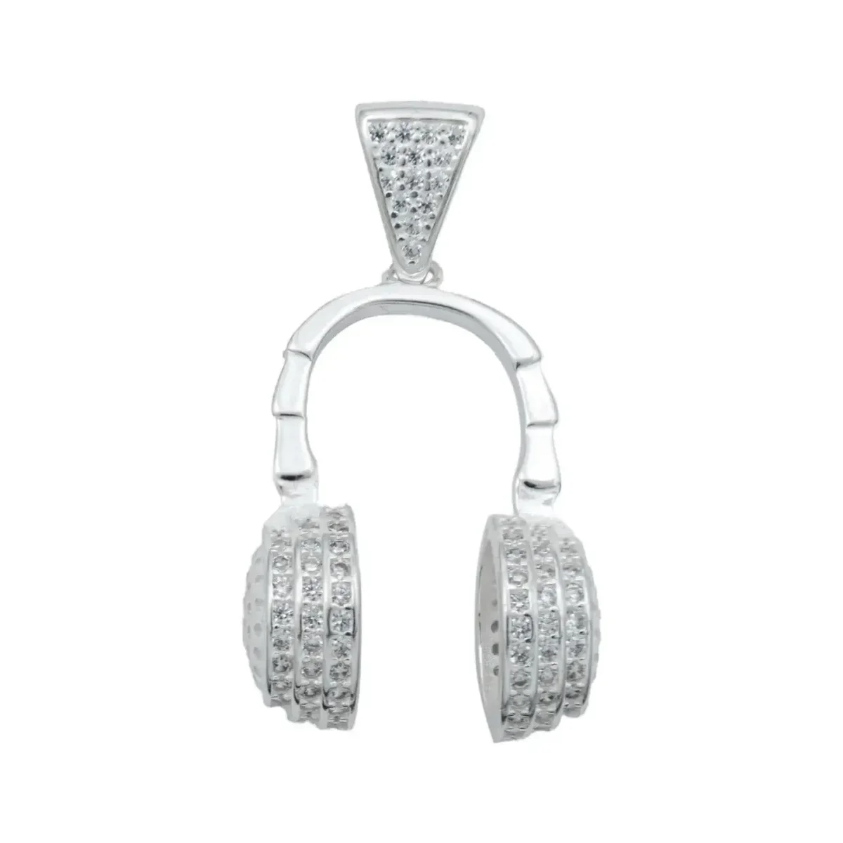 Dije Audífonos Gamer Plata .925 con Zirconia Pulida, brillante joyería hombre estilo moderno, accesorio gamer plata para homb
