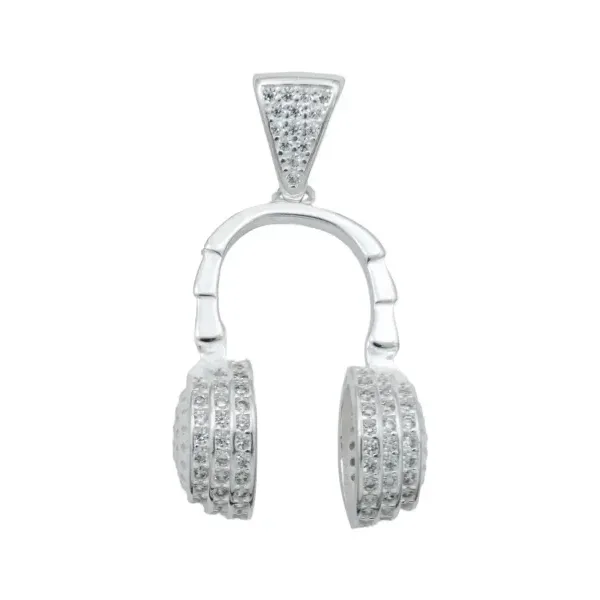 Dije Audífonos Gamer Plata 925 con Zirconia Pulida - Imagen 1