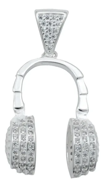Dije Audífonos Gamer Plata 925 con Zirconia Pulida - Imagen 1
