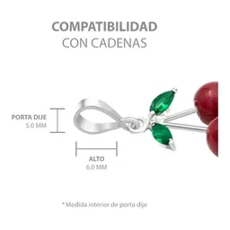 Dije Cereza Plata .925 Esmaltado Rojo y Verde - Imagen 8
