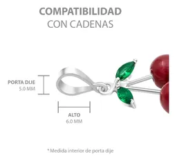 Dije Cereza Plata .925 Esmaltado Rojo y Verde - Imagen 8