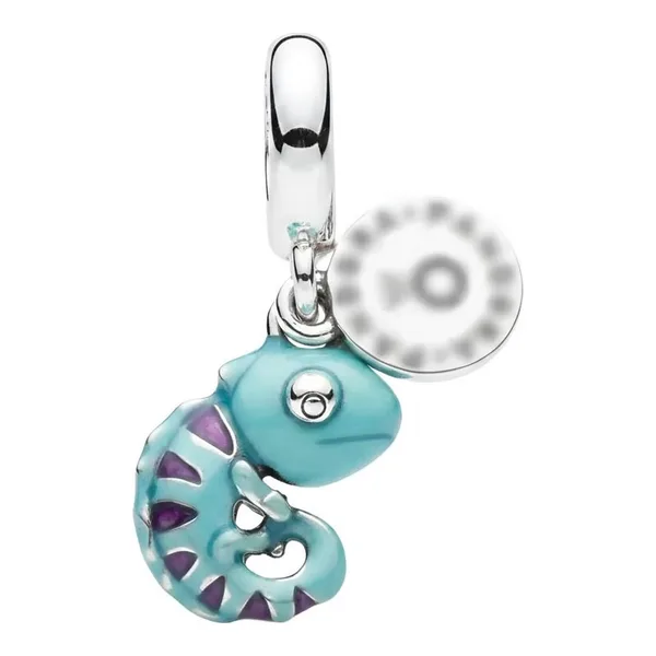 Dije colgante de camaleón azul claro esmaltado en plata ley .925 Joyaris