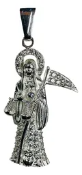 Dije Santa Muerte con Zirconia Plata .925 Clásico - Imagen 2