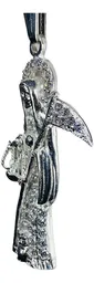 Dije Santa Muerte con Zirconia Plata .925 Clásico - Imagen 3