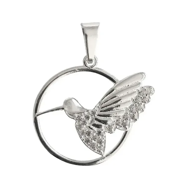 Dije Colibri Círculo Plata Ley .925 con Zirconia Brillante - Imagen 1