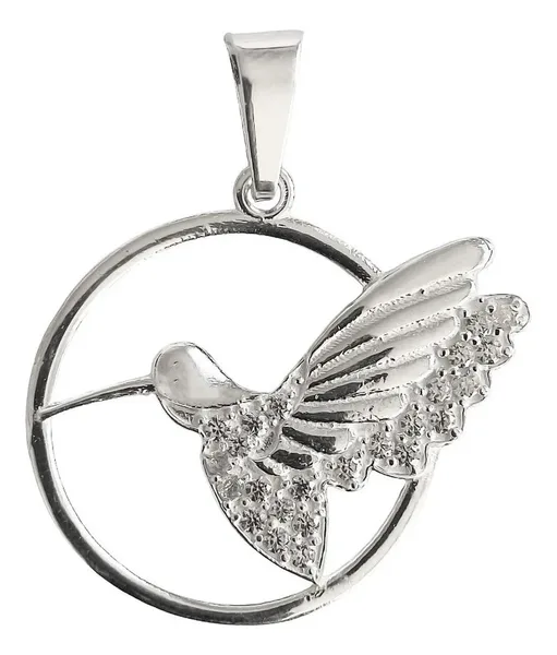 Dije Colibri Círculo Plata Ley .925 con Zirconia Brillante - Imagen 1