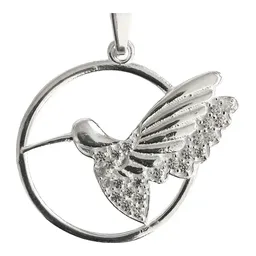 Dije Colibri Círculo Plata Ley .925 con Zirconia Brillante - Imagen 2