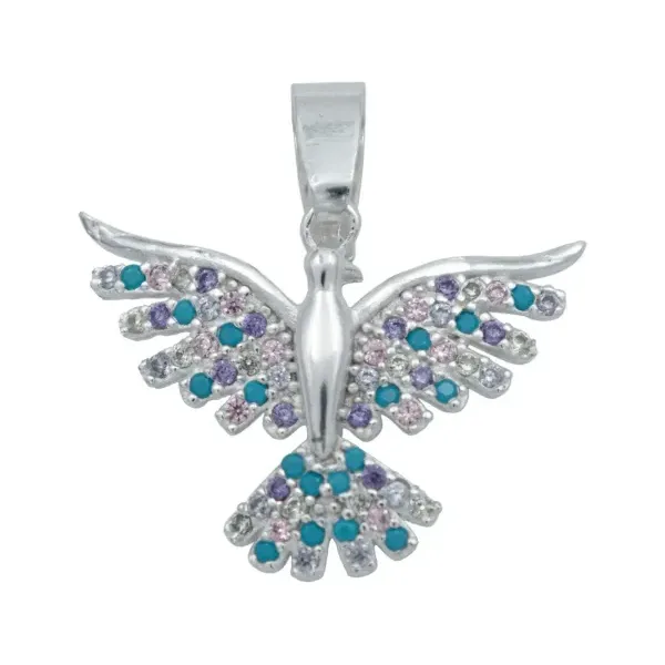 Dije Colibrí Plata 925 con Zirconia Multicolor Brillante Modelo 1941 - Imagen 1