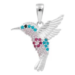 Dije Colibrí Plata 925 con Zirconia Multicolor Brillante Modelo 2476 - Imagen 1