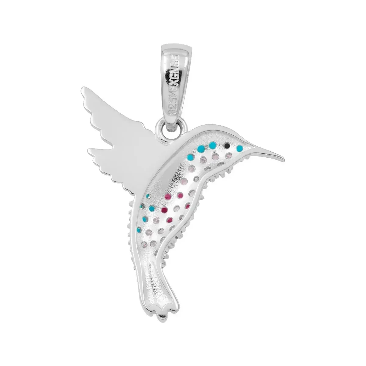 Dije Colibrí Plata 925 con Zirconia Multicolor Brillante Modelo 2476 - Imagen 2