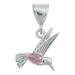 Dije Colibrí Plata 925 con Zirconia Rosa para Cadena - Imagen 1