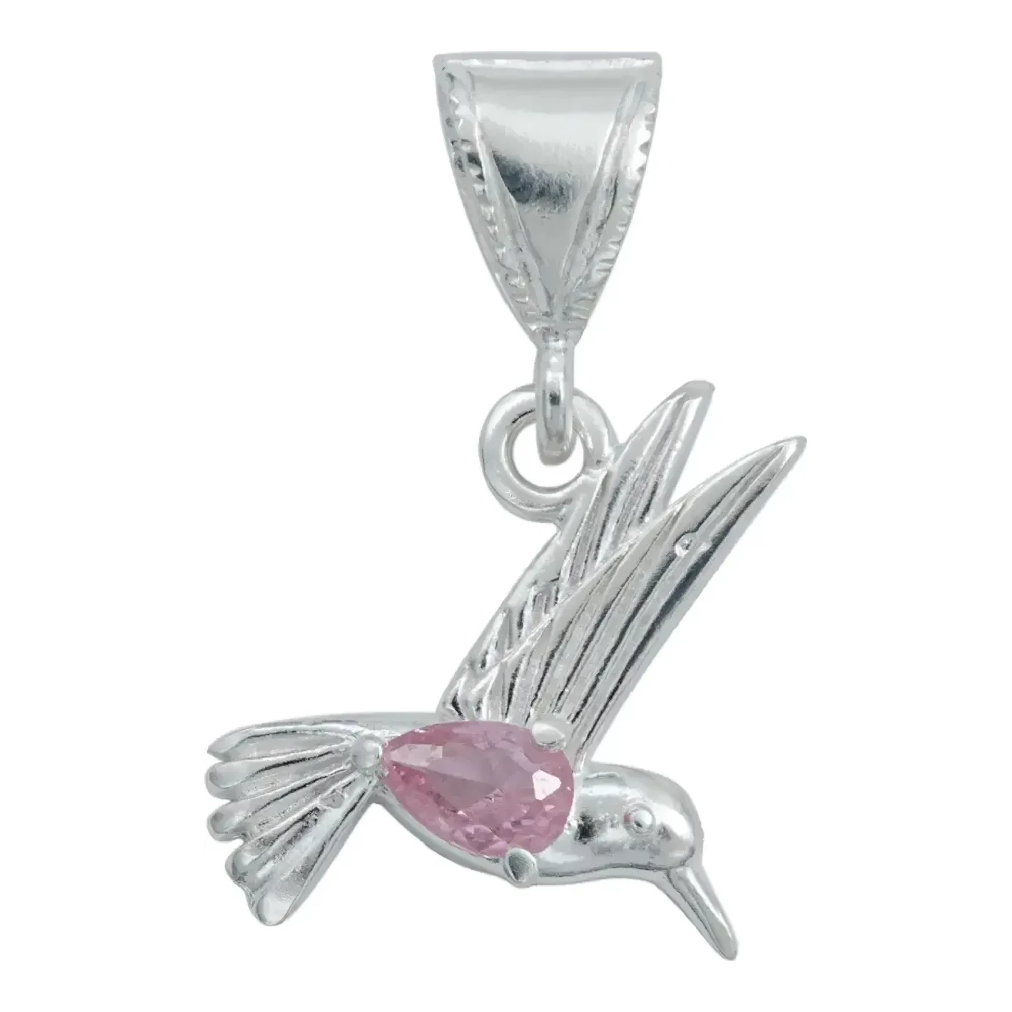 Dije Colibrí Plata 925 con Zirconia Rosa Brillante - Joyaris joyería fina artesanal mexicana
