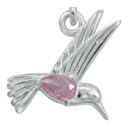 Dije Colibrí Plata 925 con Zirconia Rosa para Cadena - Imagen 2