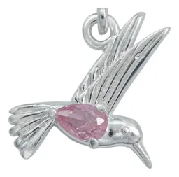 Dije Colibrí Plata 925 con Zirconia Rosa para Cadena - Imagen 2