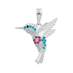 Dije Colibrí Plata 925 con Zirconias Multicolor - Imagen 1