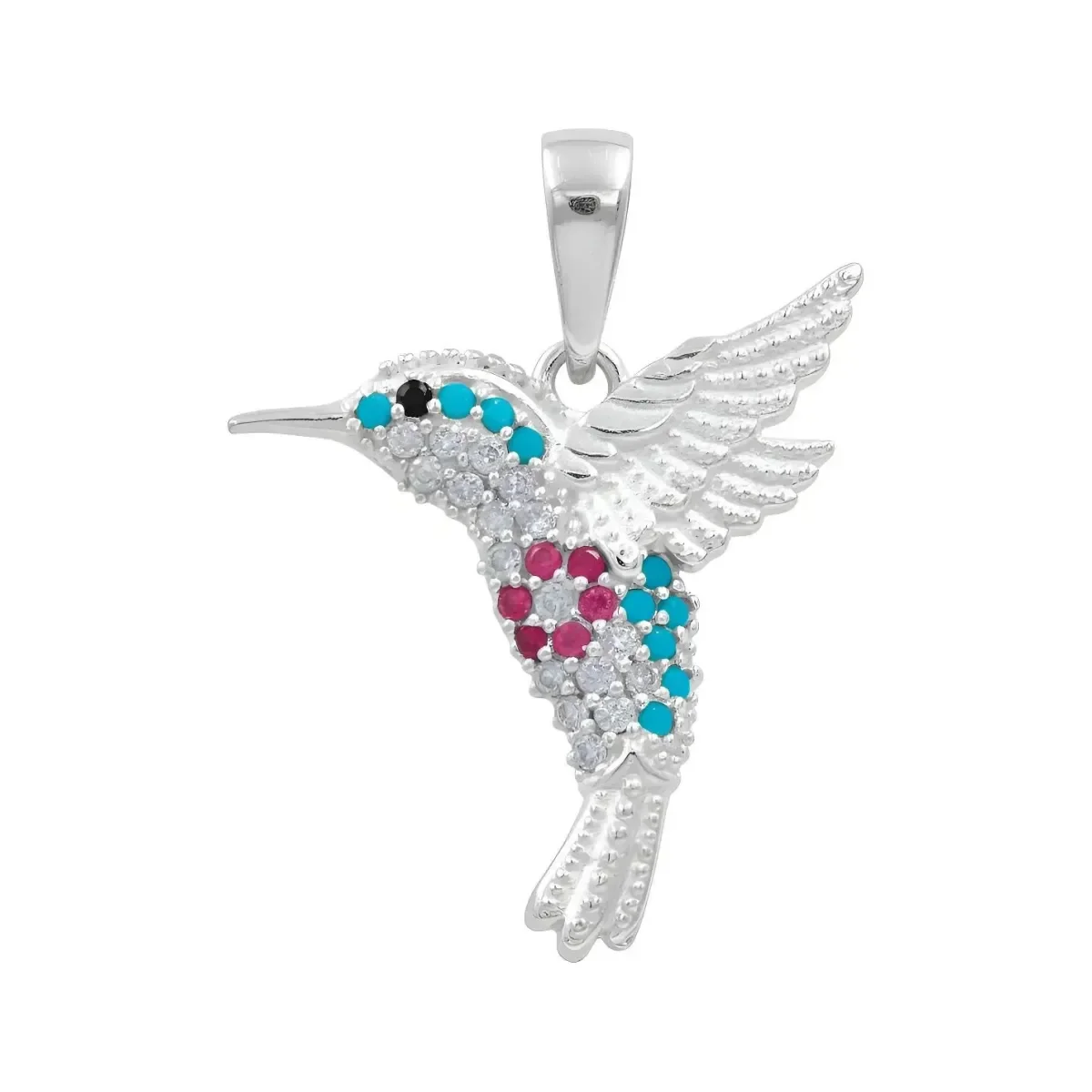 Dije Colibrí Plata 925 con Zirconias Multicolor para Mujer - Joyaris joyería fina mexicana