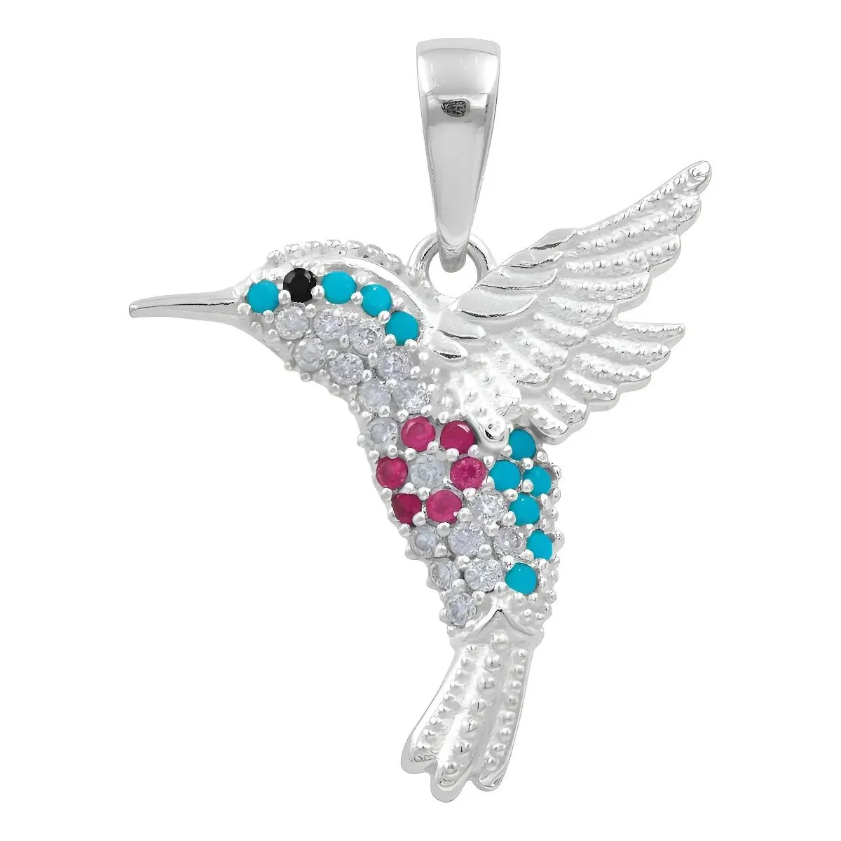 Dije Colibrí Plata 925 con Zirconias Multicolor para Mujer - Joyaris joyería fina mexicana