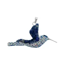Dije Colibrí Plata 925 Piedrería Azul con Cadena Eslabón - Imagen 2