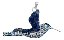 Dije Colibrí Plata 925 Piedrería Azul con Cadena Eslabón - Imagen 2
