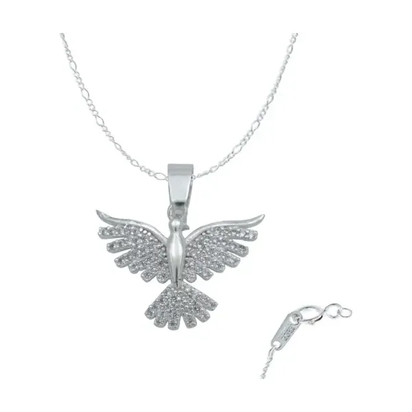 Dije Colibrí Plata 925 Zirconia Blanca - Imagen 1