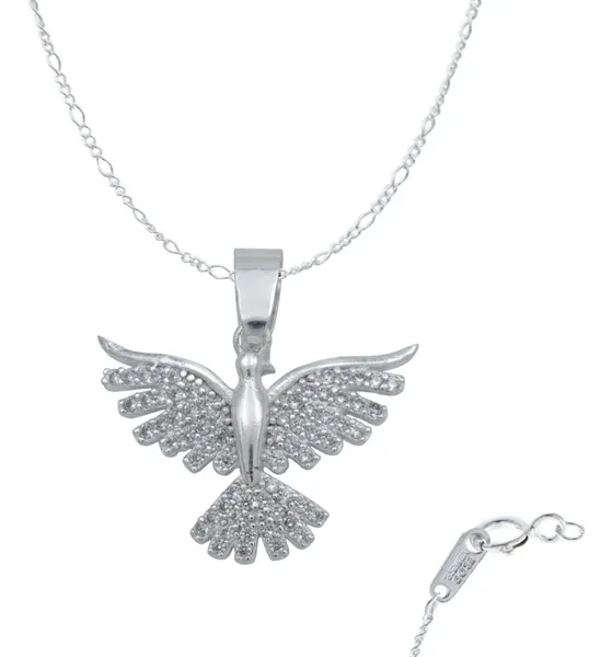 Dije Colibrí Plata 925 Zirconia Blanca - Imagen 1