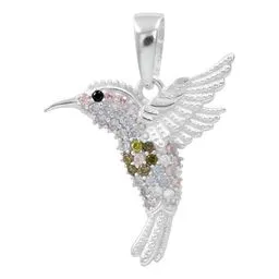 Dije Colibrí Plata 925 Zirconia Multicolor - Imagen 1