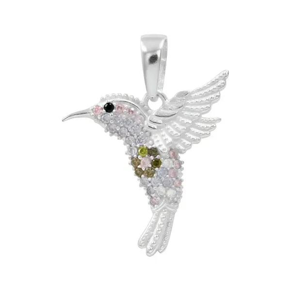Dije Colibrí Plata 925 Zirconia Multicolor - Imagen 1