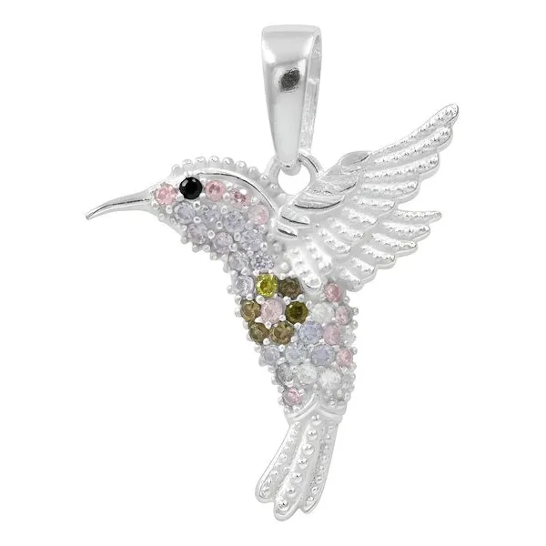 Dije Colibrí Plata 925 Zirconia Multicolor - Imagen 1