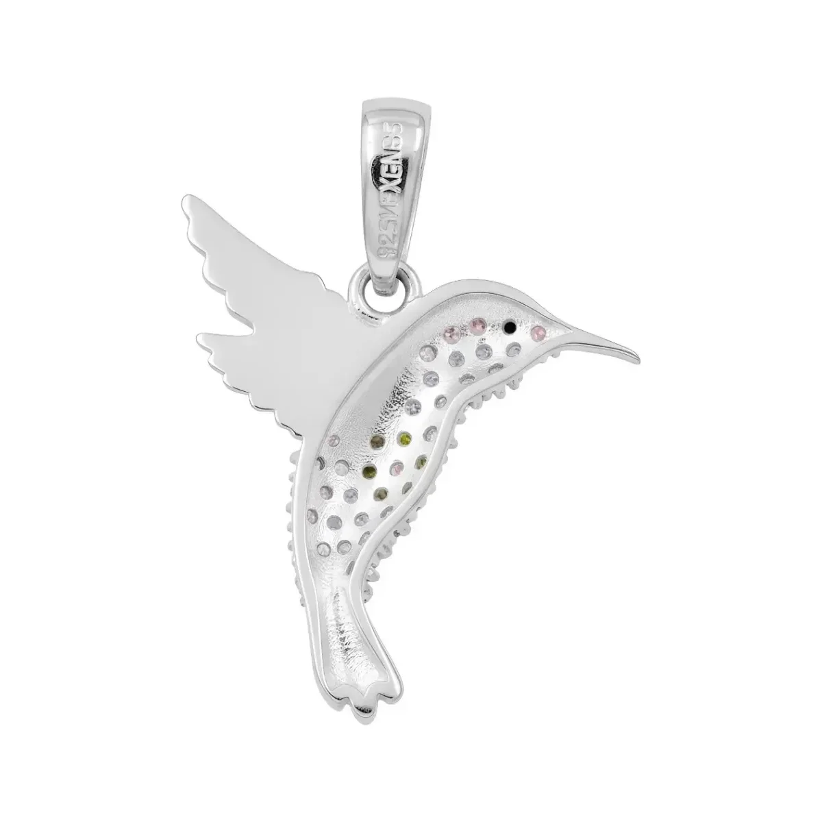 Dije Colibrí Plata 925 Zirconia Multicolor - Imagen 2