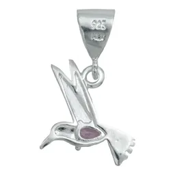 Dije Colibrí Plata 925 Zirconia Rosa con Cadena - Imagen 4