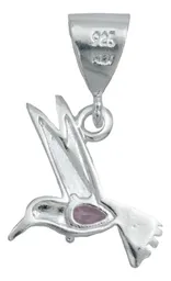 Dije Colibrí Plata 925 Zirconia Rosa con Cadena - Imagen 4