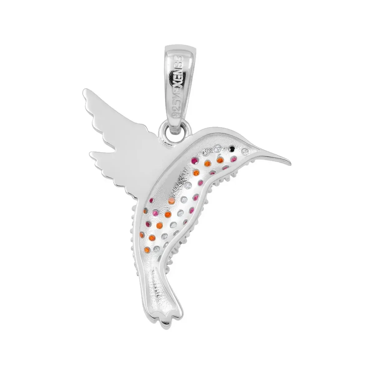 Dije Colibrí Plata Ley .925 con Zirconias Multicolor para Mujer Modelo 2470 - Imagen 2