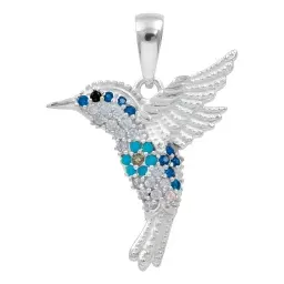 Dije Colibrí Plata Ley .925 con Zirconias Multicolor para Mujer Modelo 2474 - Imagen 1