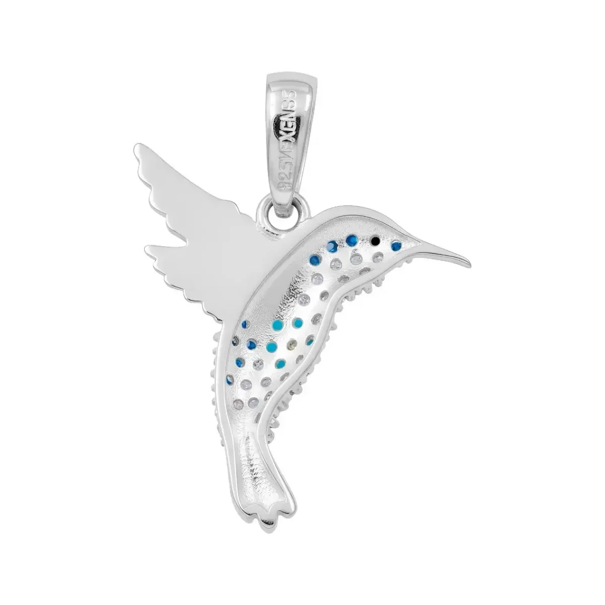 Dije Colibrí Plata Ley .925 con Zirconias Multicolor para Mujer Modelo 2474 - Imagen 2