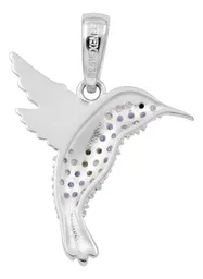 Dije Colibrí Plata Ley .925 Zirconias Multicolor - Imagen 2
