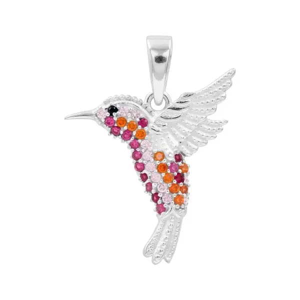 Dije Colibrí Plata Ley .925 Zirconias Multicolores Artesanal - Imagen 1