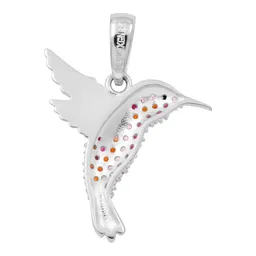 Dije Colibrí Plata Ley .925 Zirconias Multicolores Artesanal - Imagen 2