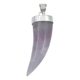 Dije Colmillo Plata 925 con Piedra Natural Morada para Hombre - Imagen 1