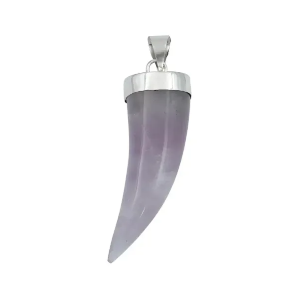 Dije Colmillo Plata 925 con Piedra Natural Morada para Hombre - Imagen 1