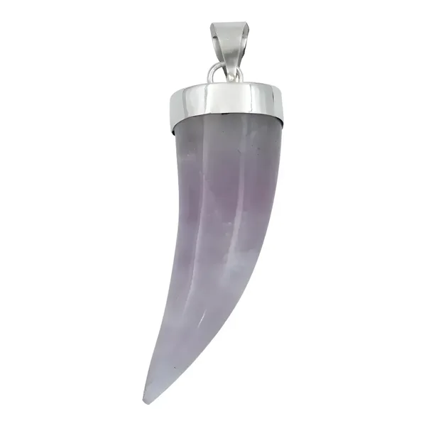 Dije Colmillo Plata 925 con Piedra Natural Morada para Hombre - Imagen 1