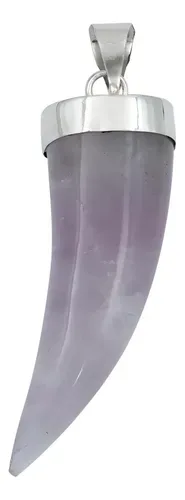 Dije Colmillo Plata 925 con Piedra Natural Morada para Hombre - Imagen 1