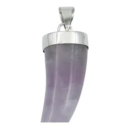 Dije Colmillo Plata 925 con Piedra Natural Morada para Hombre - Imagen 2