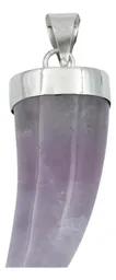Dije Colmillo Plata 925 con Piedra Natural Morada para Hombre - Imagen 2