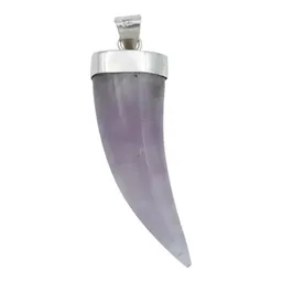 Dije Colmillo Plata 925 con Piedra Natural Morada para Hombre - Imagen 4