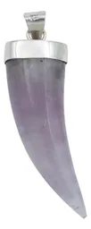 Dije Colmillo Plata 925 con Piedra Natural Morada para Hombre - Imagen 4