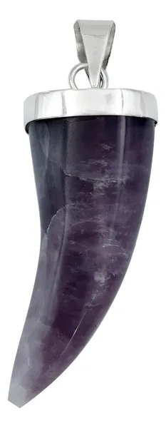 Dije Colmillo Plata 925 Piedra Natural Amatista Hombre - Imagen 1