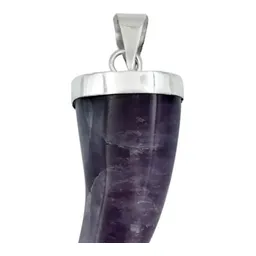 Dije Colmillo Plata 925 Piedra Natural Amatista Hombre - Imagen 2