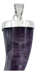 Dije Colmillo Plata 925 Piedra Natural Amatista Hombre - Imagen 2